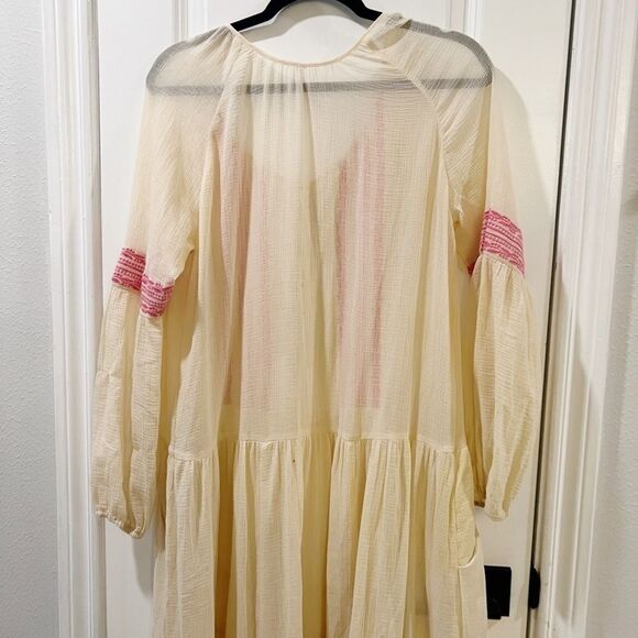 Free People Boho Pink Embroidered High Low Dress SZ XS - Picture 7 of 9